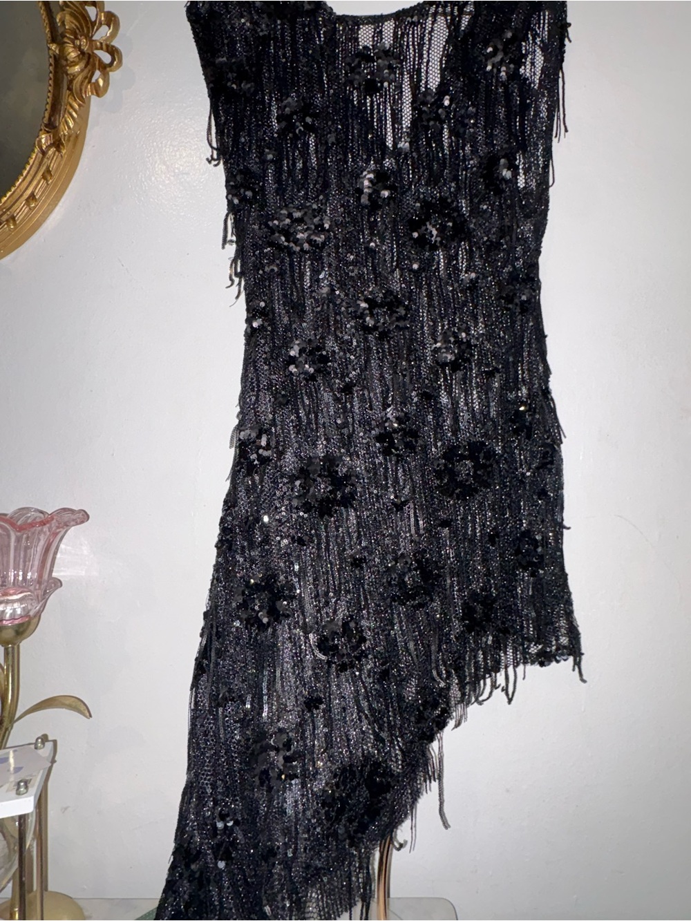 ZARA Black Sequin Fringe Asymmetrical Dress | Opera Evening Statement Piece ✨
